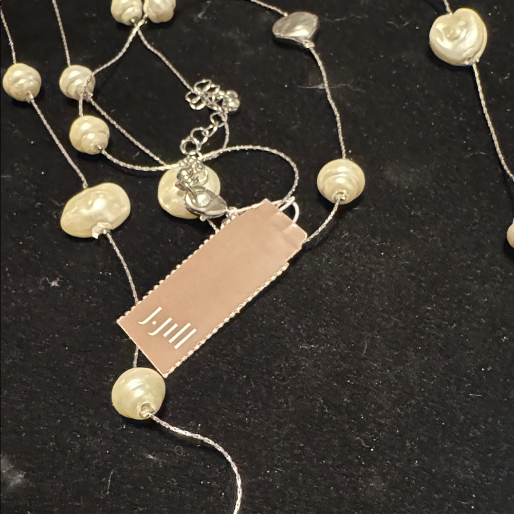 J.Jill Pearl Station Necklace Silver Tone Long Necklace. (BJ111) - Picture 8 of 11